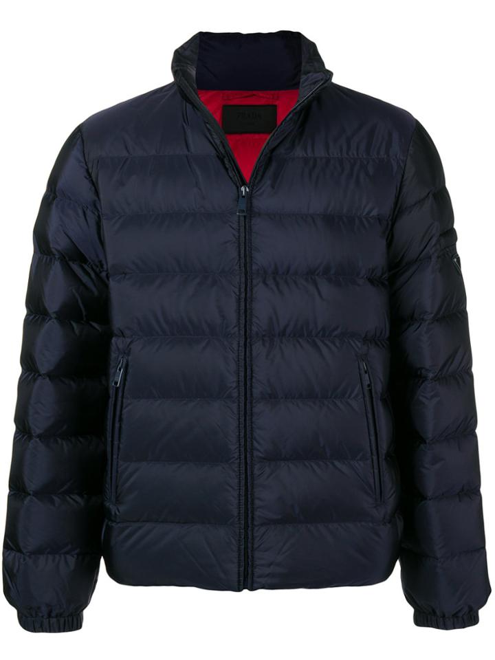 Prada Padded Logo Jacket - Blue