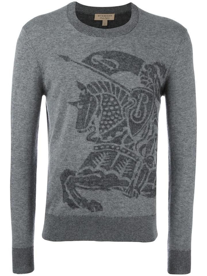 Burberry Dragon Motif Jumper, Men's, Size: Large, Grey, Cashmere