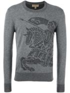 Burberry Dragon Motif Jumper, Men's, Size: Large, Grey, Cashmere