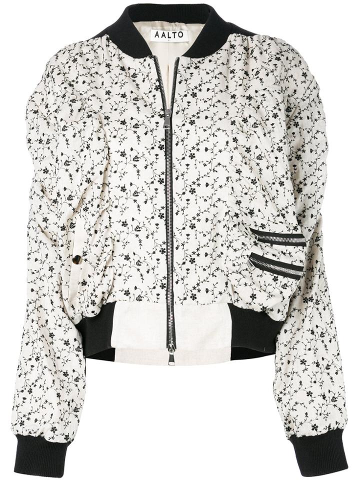 Aalto Floral Print Bomber Jacket - White