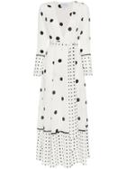 We Are Leone Polka Dot Print Silk Maxi Robe - White