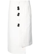 Tibi Contrast Button Asymmetric Skirt - White