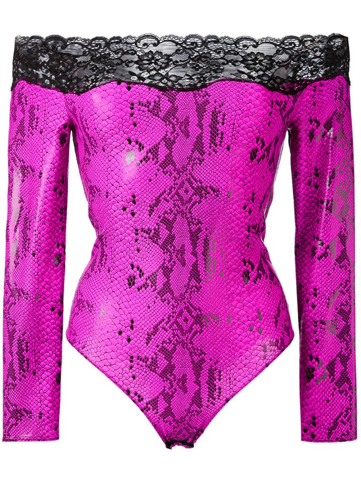 Faith Connexion - Snakeskin Print Body - Women - Cotton/polyamide/spandex/elastane/lyocell - M, Pink/purple, Cotton/polyamide/spandex/elastane/lyocell