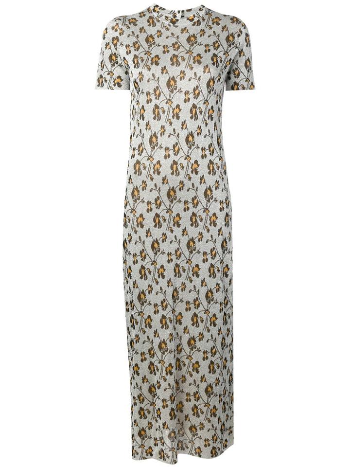 Paco Rabanne Embroidered Floral Dress - Silver