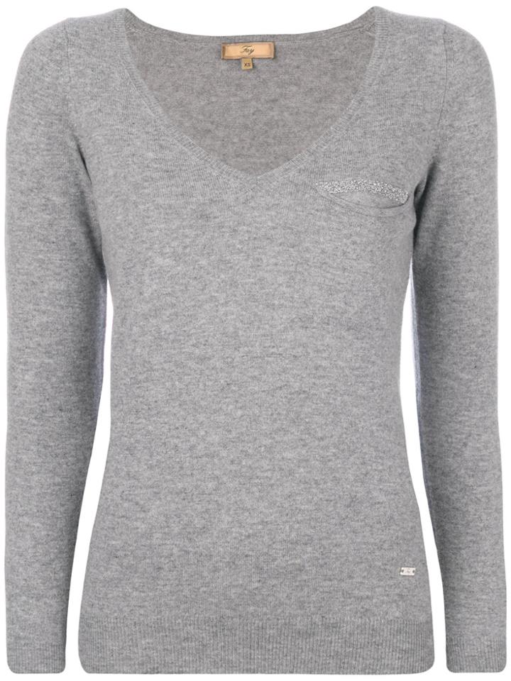 Fay Embellished Pocket Jumper - Grey