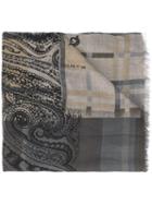 Etro Abstract Print Scarf, Men's, Grey, Modal/cashmere