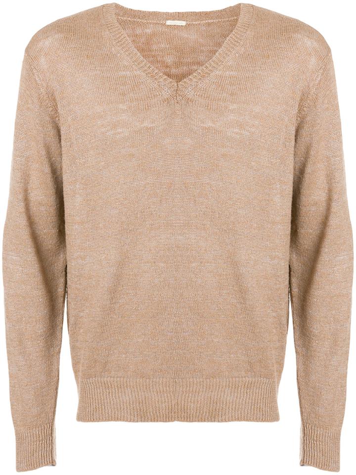 Massimo Alba V-neck Jumper - Brown