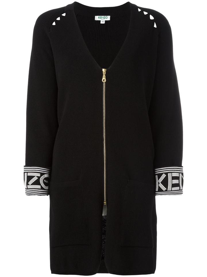 Kenzo V-neck Cardi-coat, Women's, Size: Medium, Black, Cotton