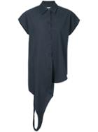 Mm6 Maison Margiela - Sleeveless Button Down Loop Shirt - Women - Polyamide/polyester - 42, Black, Polyamide/polyester