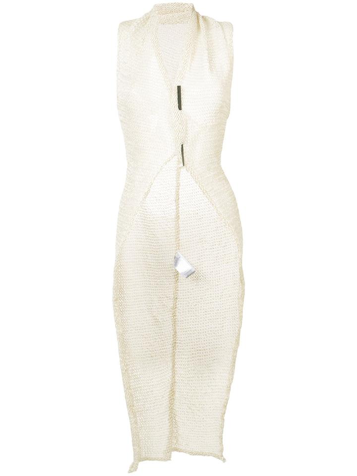 Isabel Benenato - Sleeveless Tailcoat Cardigan - Women - Cotton - 42, Nude/neutrals, Cotton