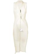 Isabel Benenato - Sleeveless Tailcoat Cardigan - Women - Cotton - 42, Nude/neutrals, Cotton