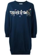 Vivetta Storione Sweatshirt Dress, Women's, Size: 42, Blue, Cotton/spandex/elastane
