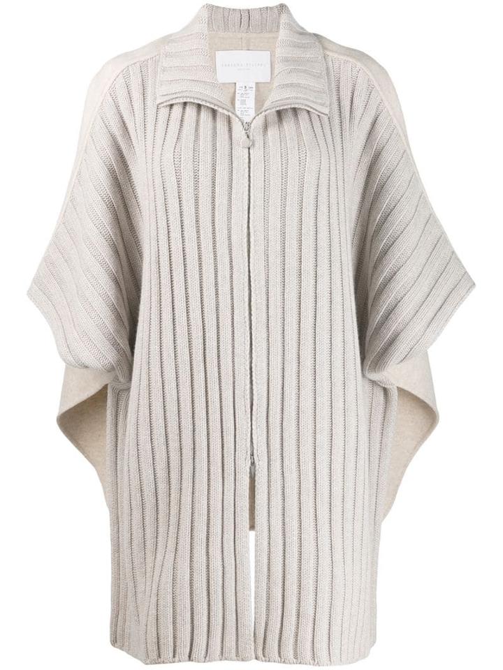 Fabiana Filippi Ribbed Poncho Cardi-coat - Neutrals