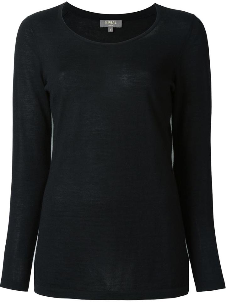 N.peal Cashmere Superfine Longsleeved Top, Women's, Size: Small, Black, Cashmere