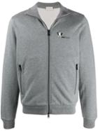 Moncler Logo Print Zip-up Sweatshirt - Grey