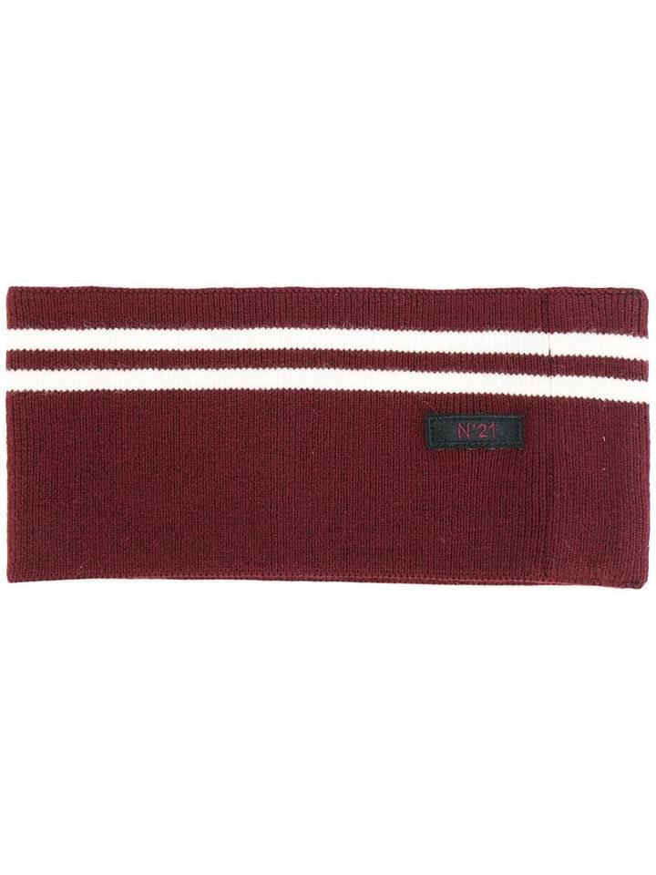 Nº21 Striped Knit Ribbed Belt - Red