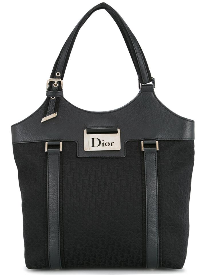Christian Dior Vintage Trotter Pattern Tote - Black