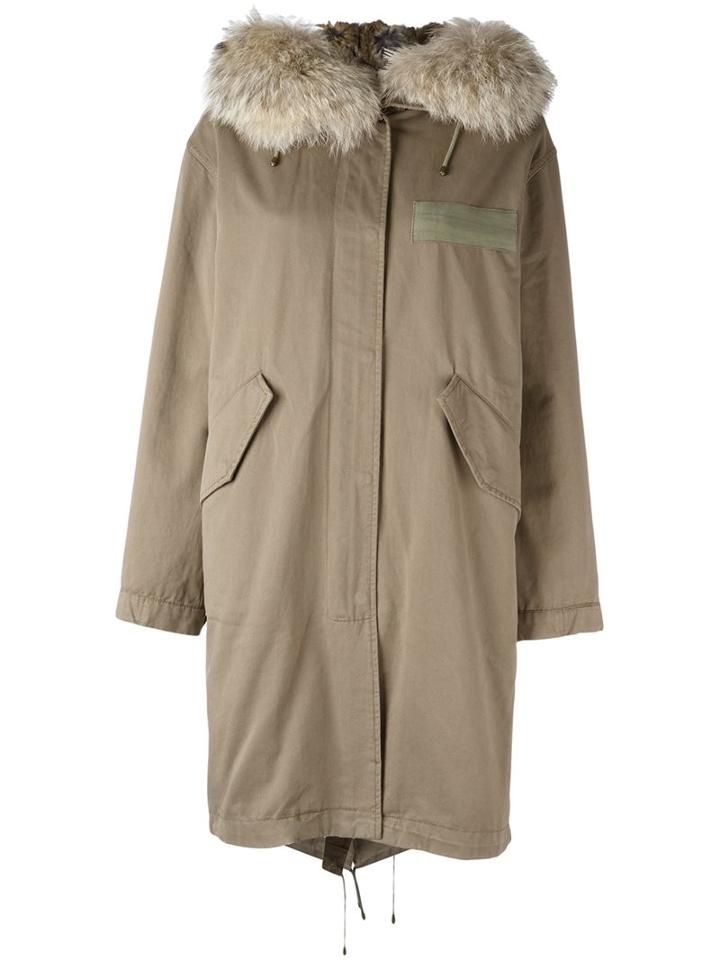 Yves Salomon Hooded Knee Length Parka Coat
