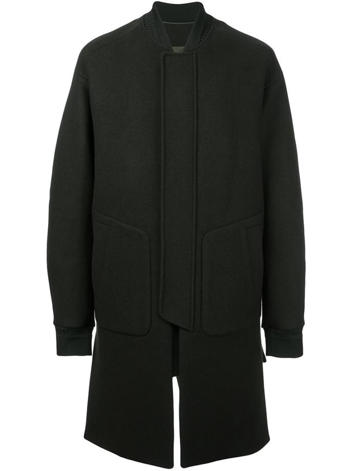Juun.j Long Bomber Coat, Men's, Size: 46, Green, Nylon/polyester/wool