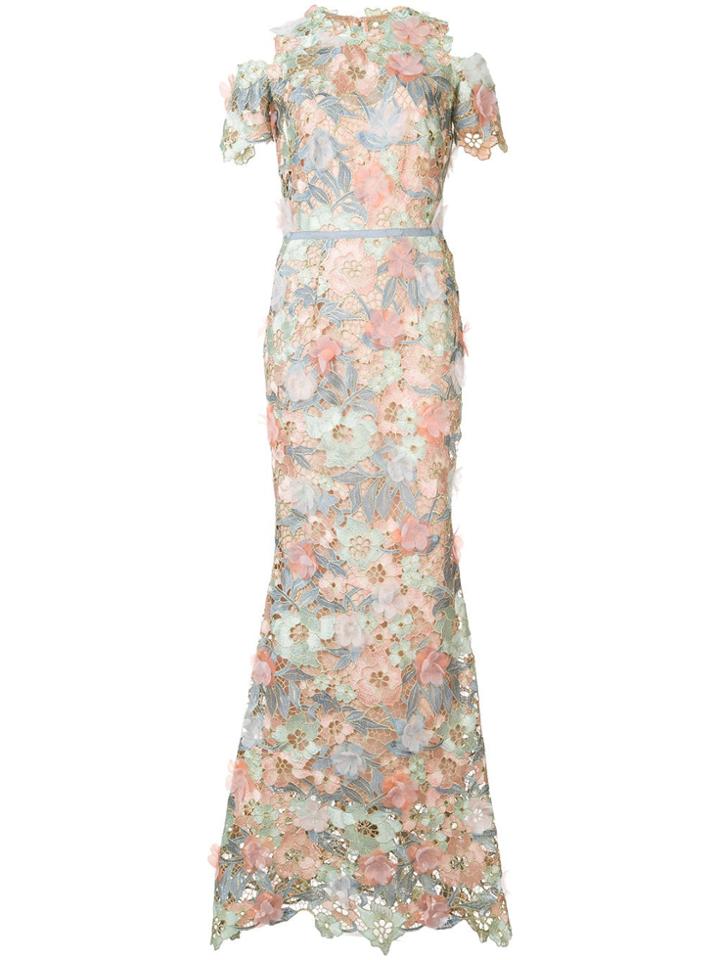 Marchesa Notte Cutwork Lace Dress - Multicolour