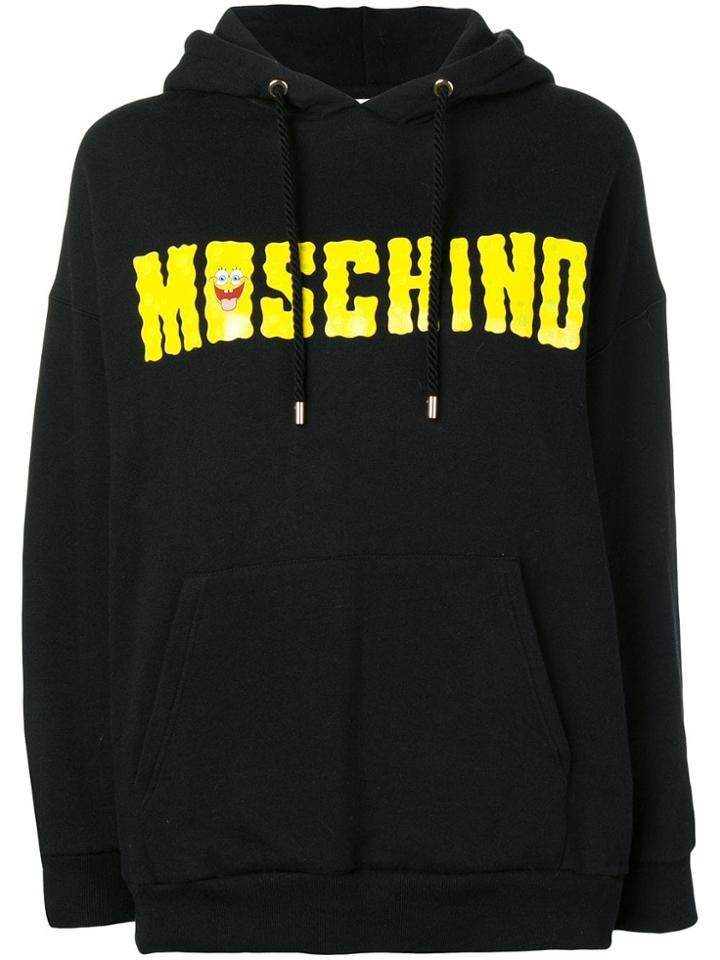 Moschino Vintage 2000's Logo Drawstring Hoodie - Black
