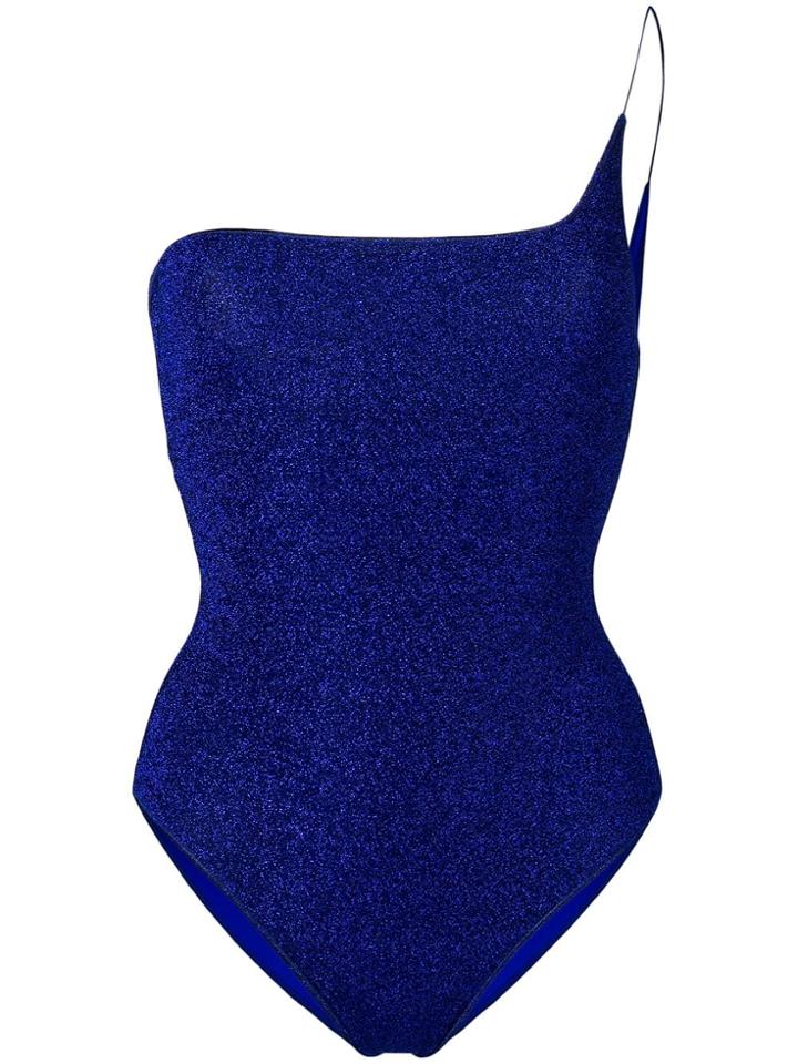Oseree One Shoulder Glitter Swimsuit - Blue