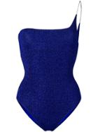 Oseree One Shoulder Glitter Swimsuit - Blue