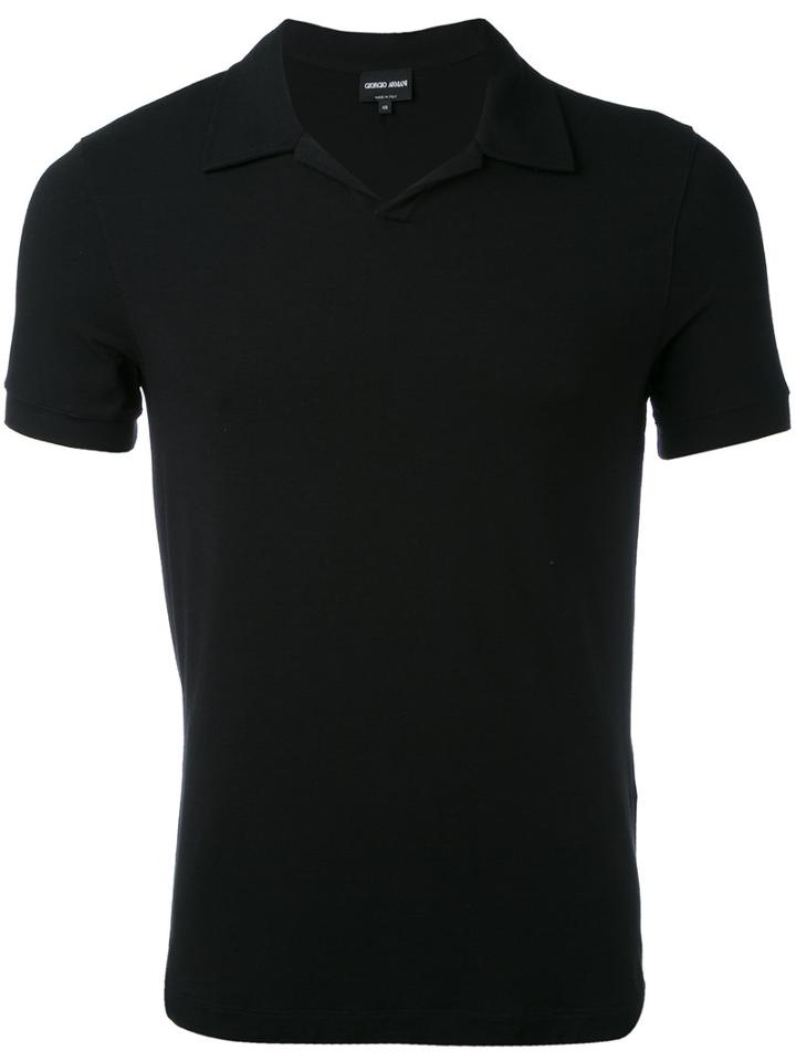 Giorgio Armani - Fitted Polo Top - Men - Spandex/elastane/viscose - 50, Black, Spandex/elastane/viscose