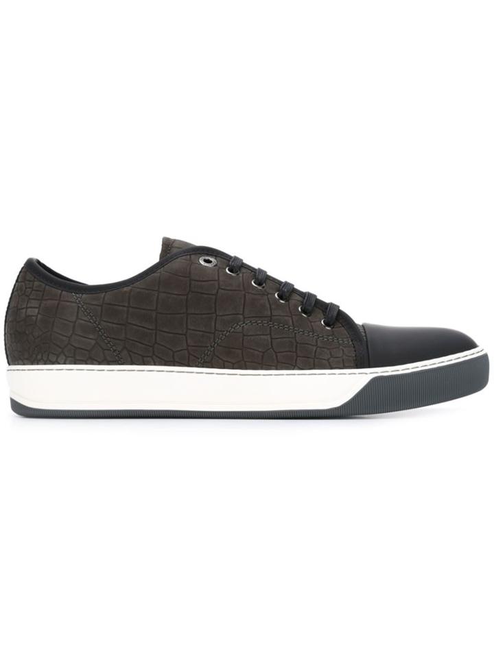 Lanvin Toe Cap Sneakers, Men's, Size: 7, Grey, Leather/rubber