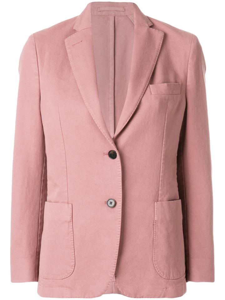 Officine Generale Fitted Button Blazer - Pink & Purple
