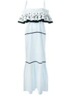Daft Ruffle Maxi Dress, Women's, Size: Xs, Blue, Cotton