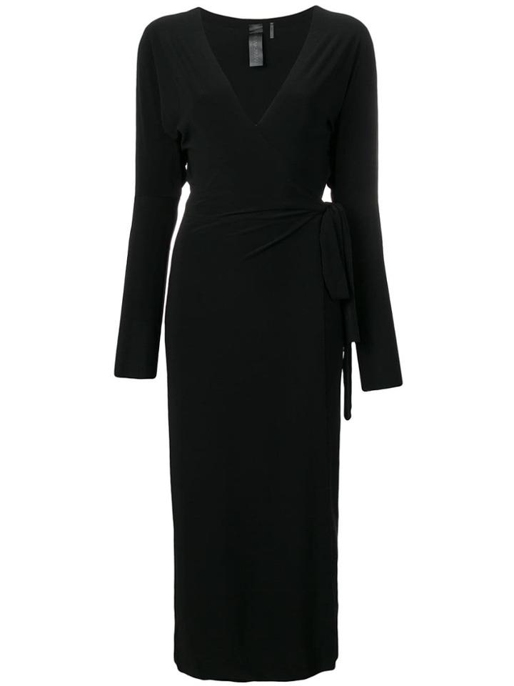 Norma Kamali V-neck Midi Wrap Dress - Black