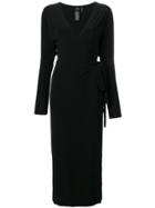 Norma Kamali V-neck Midi Wrap Dress - Black