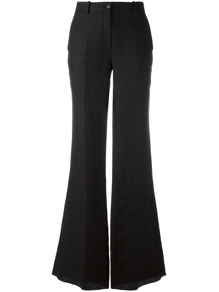 Roberto Cavalli Flared Trousers, Size: 42, Black, Linen/flax/viscose/cotton