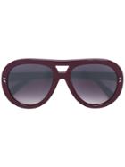 Stella Mccartney Eyewear - Rounded Aviator Sunglasses - Women - Acetate - One Size, Red, Acetate