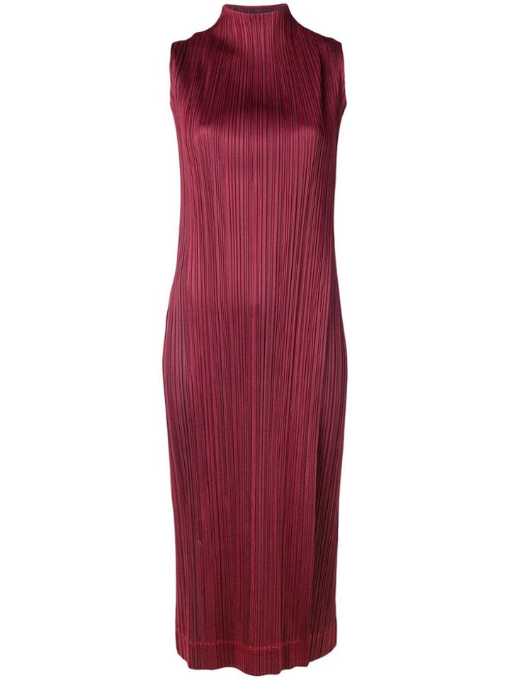 Pleats Please By Issey Miyake Sleeveless Midi Dress - Red