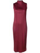 Pleats Please By Issey Miyake Sleeveless Midi Dress - Red