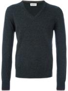 Moncler V-neck Sweater, Men's, Size: Small, Blue, Virgin Wool