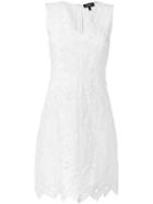 Theory Embroidered V-neck Dress, Women's, Size: 6, White, Linen/flax/cotton