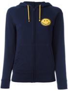 History Repeats Smile Patch Zipped Hoodie, Women's, Size: Small, Blue, Cotton/polyester