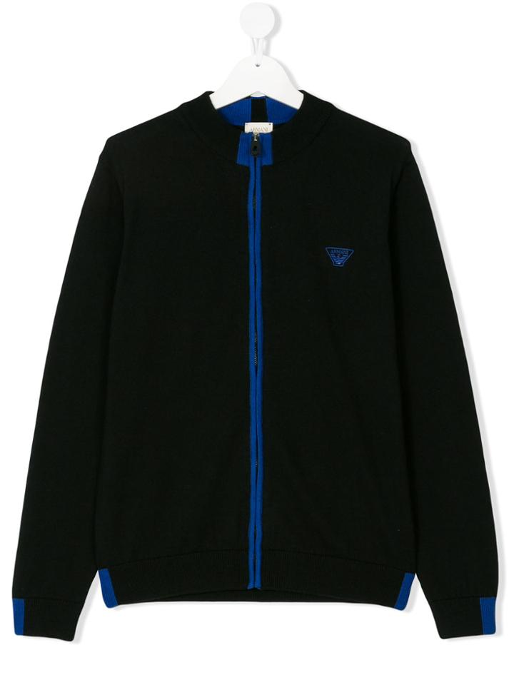 Armani Junior Zip Up Sweatshirt - Black