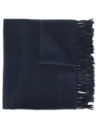 Ami Alexandre Mattiussi Fringe Scarf, Men's, Blue, Virgin Wool