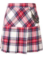 Boutique Moschino Plaid Pleated Skirt - Red
