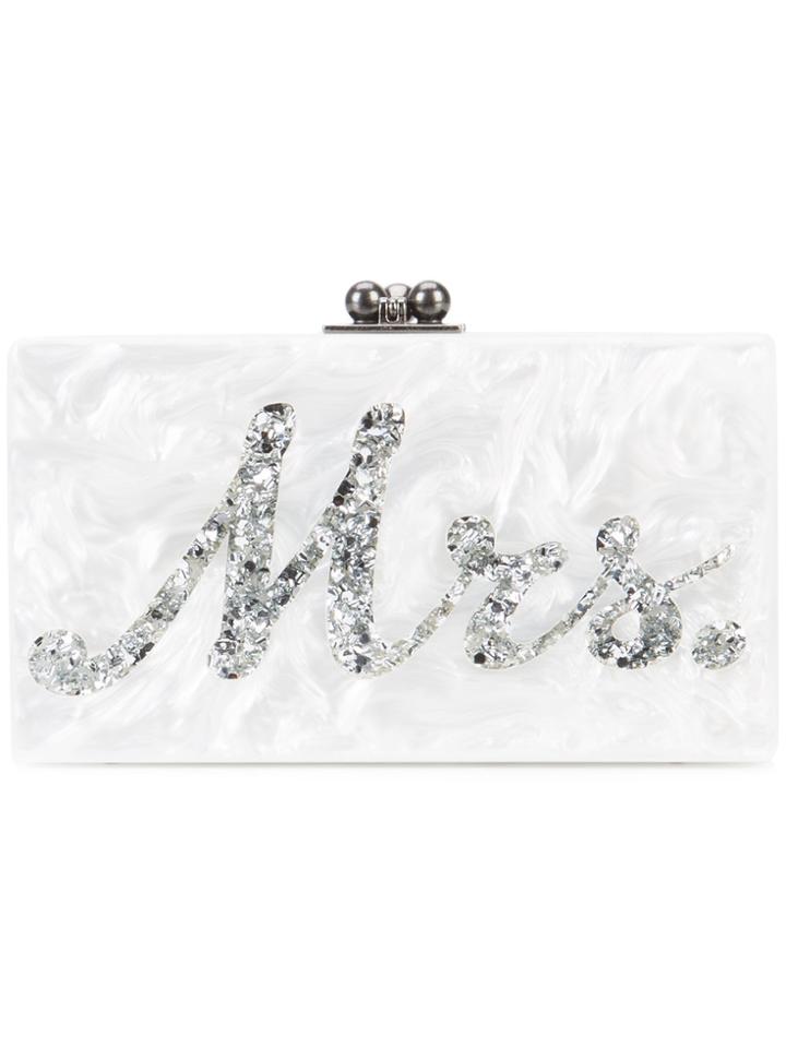 Edie Parker Marble Effect Boxy Clutch - White
