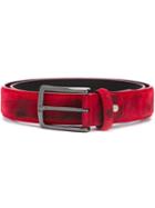 Al Duca D'aosta 1902 Distressed Belt, Men's, Size: 120, Red, Leather