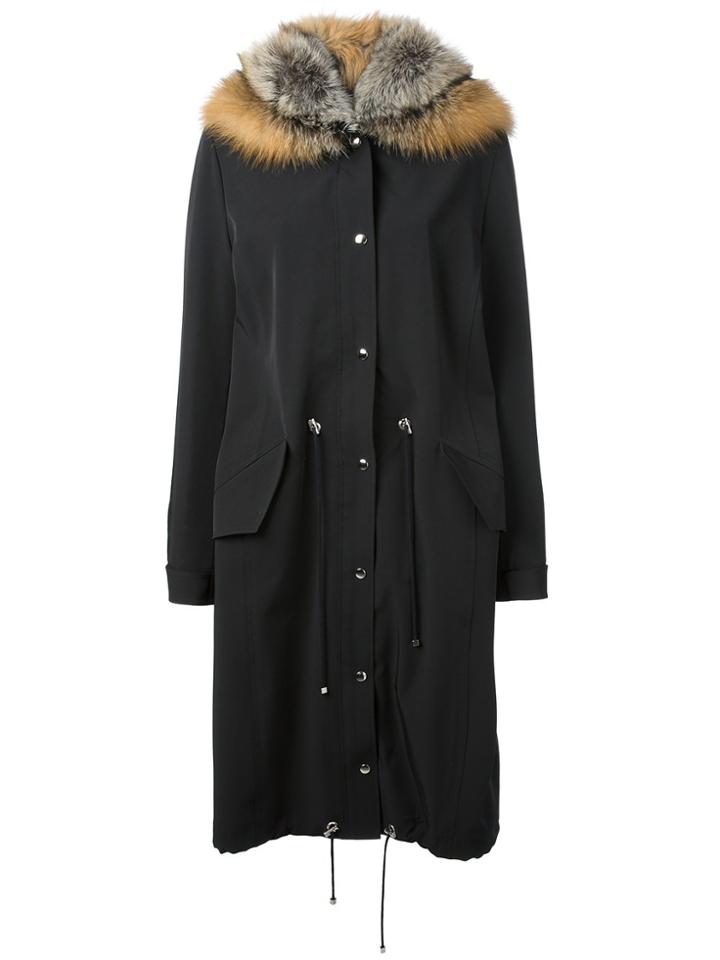 Liska Fox Fur Hood Parka - Black