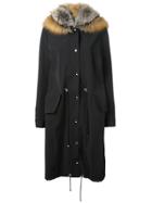 Liska Fox Fur Hood Parka - Black