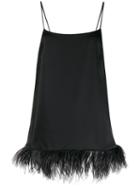 Semicouture Feather Trimmed Cami Top - Black