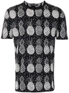 Dolce & Gabbana Pineapple Pattern T-shirt, Men's, Size: 50, Black, Cotton