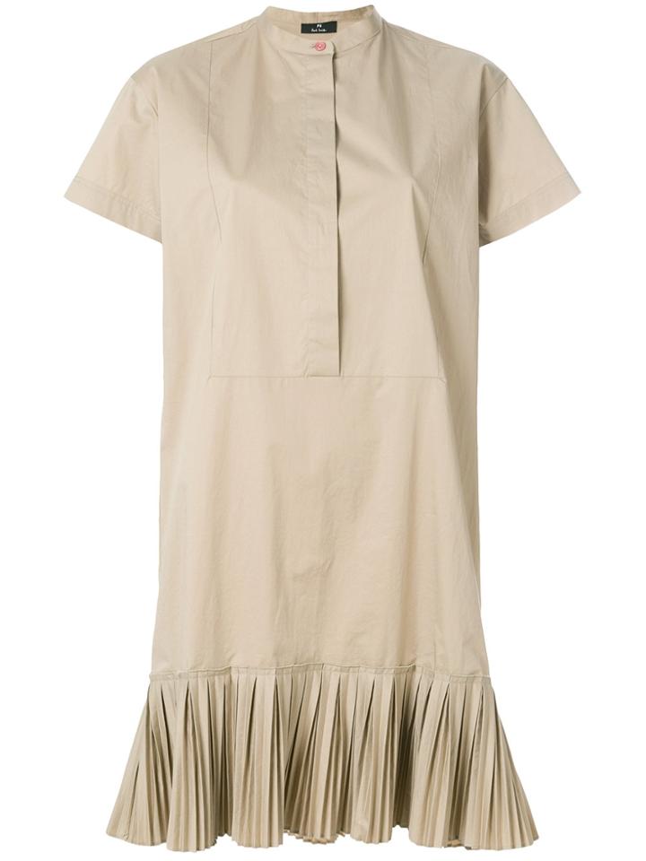 Ps By Paul Smith Button Pleated Dress - Brown